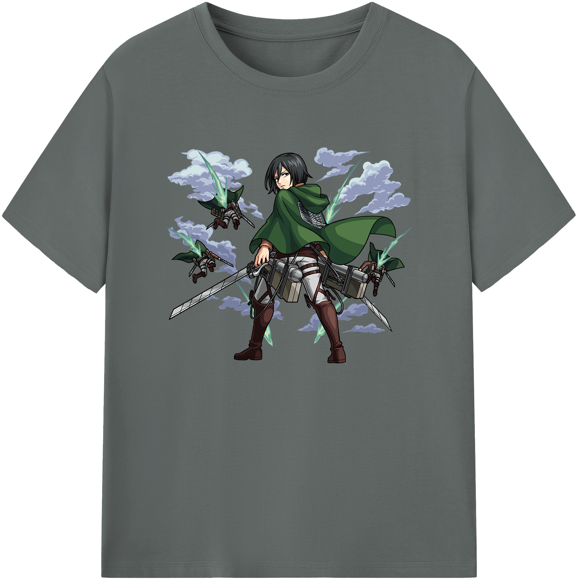 （画像用） 進撃の巨人 ミカサ·アッカーマン Attack on Titan Mikasa Ackerman 綿100％ メンズ半袖Tシャツ｜肌触りやわらか＆通気性